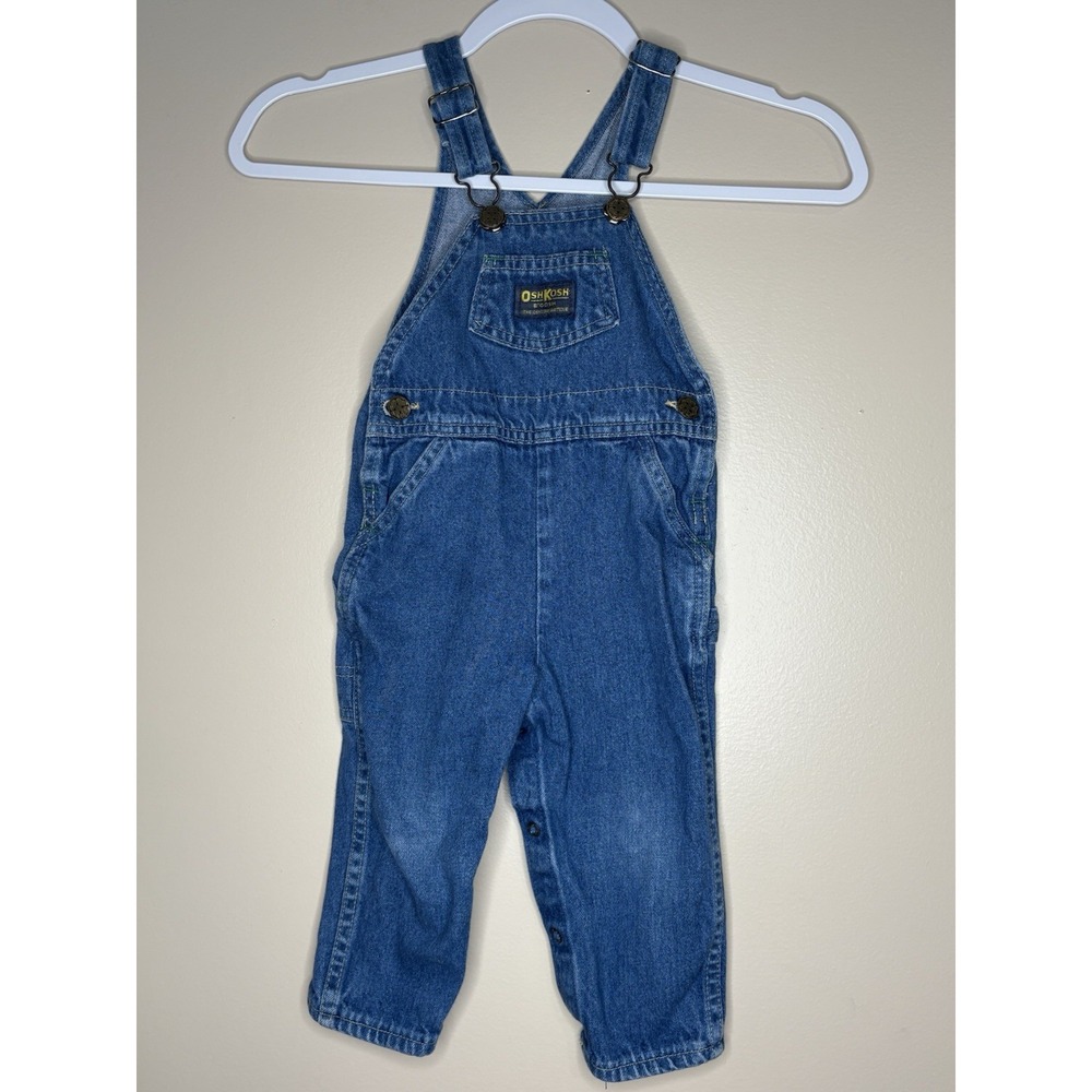 Vintage 90s Made‎ In USA Oshkosh B'Gosh 24M Denim Overalls Vestbak - Picture 2 of 4